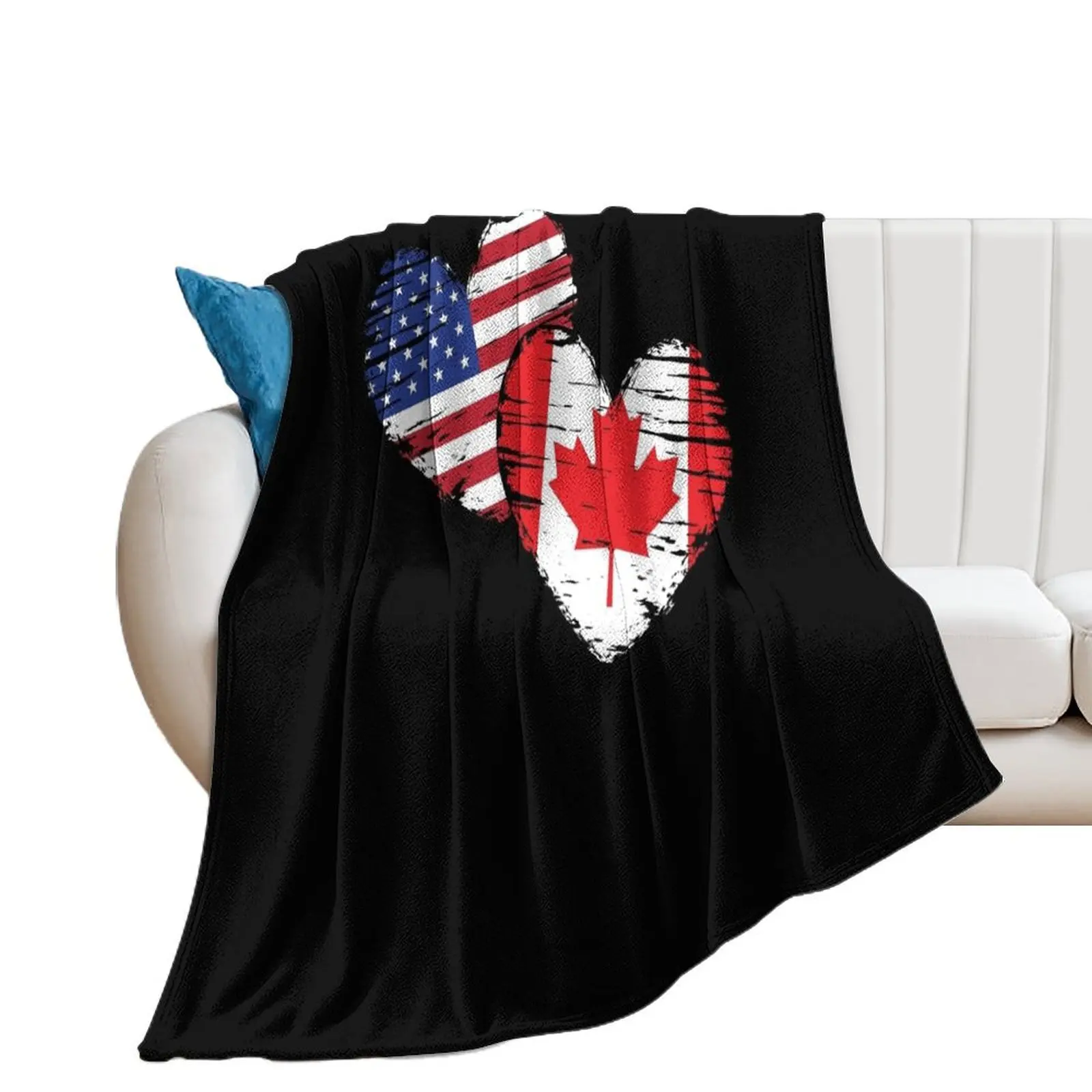 

Canadian USA Hearts Canada Throw Blanket Loose Bed sofa bed Blankets