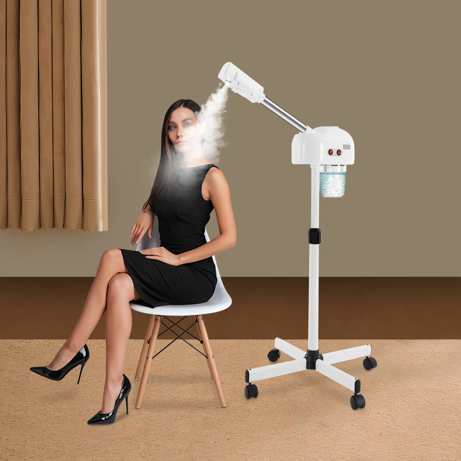 

Professional Ozone Facial Steamer on Wheels, Adjustable Height, 360° Rotatable Nozzle, for Home and Salon