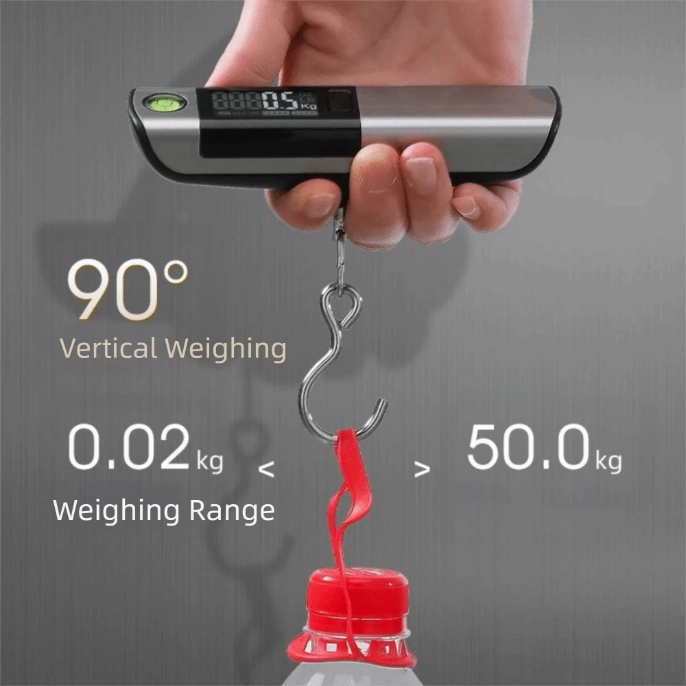 Ручные весы 50 кг/110 фунтов, высокоточные с рулеткой, электронные весы с ЖК-дисплеем, цифровой вес для багажа, путешествия