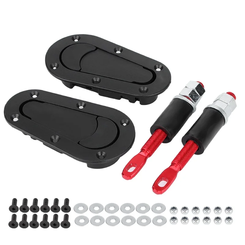 Universal Carbon Fiber Racing Car Hood Pin Engine Bonnet Latch Lock Kit RefittingBlack