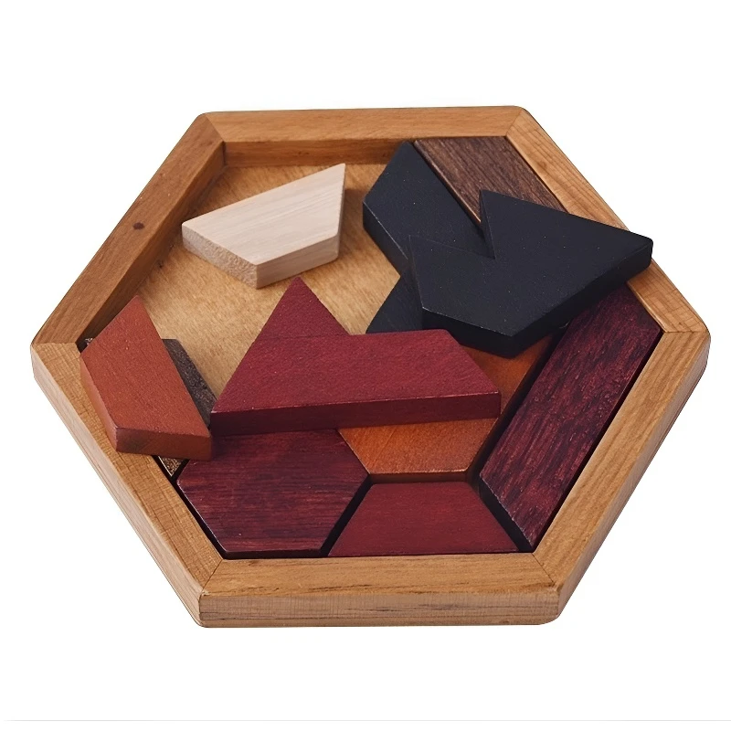 Montessori Wooden Toys Geometric Shape Intelligence Wooden Puzzle Brain Teaser Early Learning Educational Toys For Children