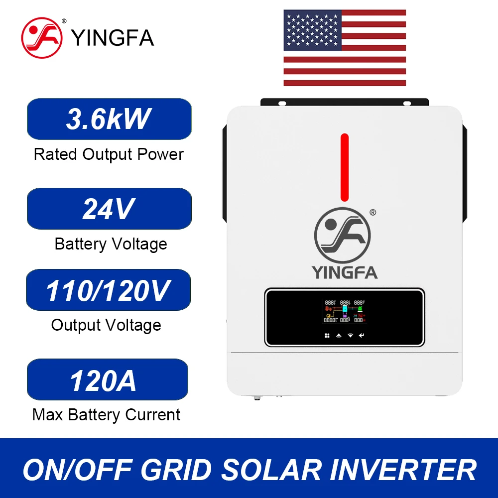 

Local Warehouse Items MPPT Solar Power Inverters Hybrid Pure Sine Wave Inverter 3.6kW 24V 110V Inversor Off Grid Solar System