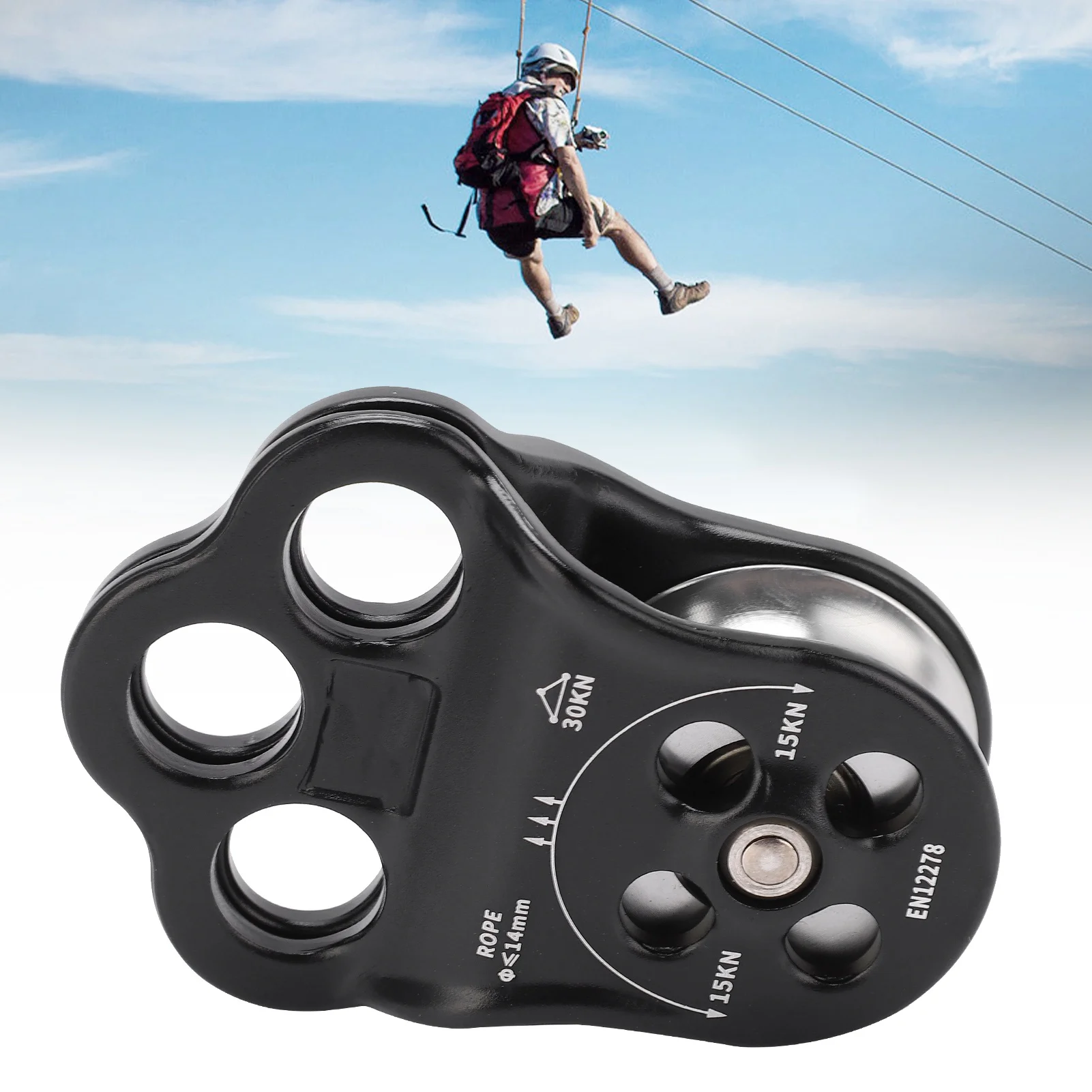 30kn engate alpinista polia equipamento rolamento duplo para aparelhamento transporte arborist árvore escalada equipamento polia de transporte
