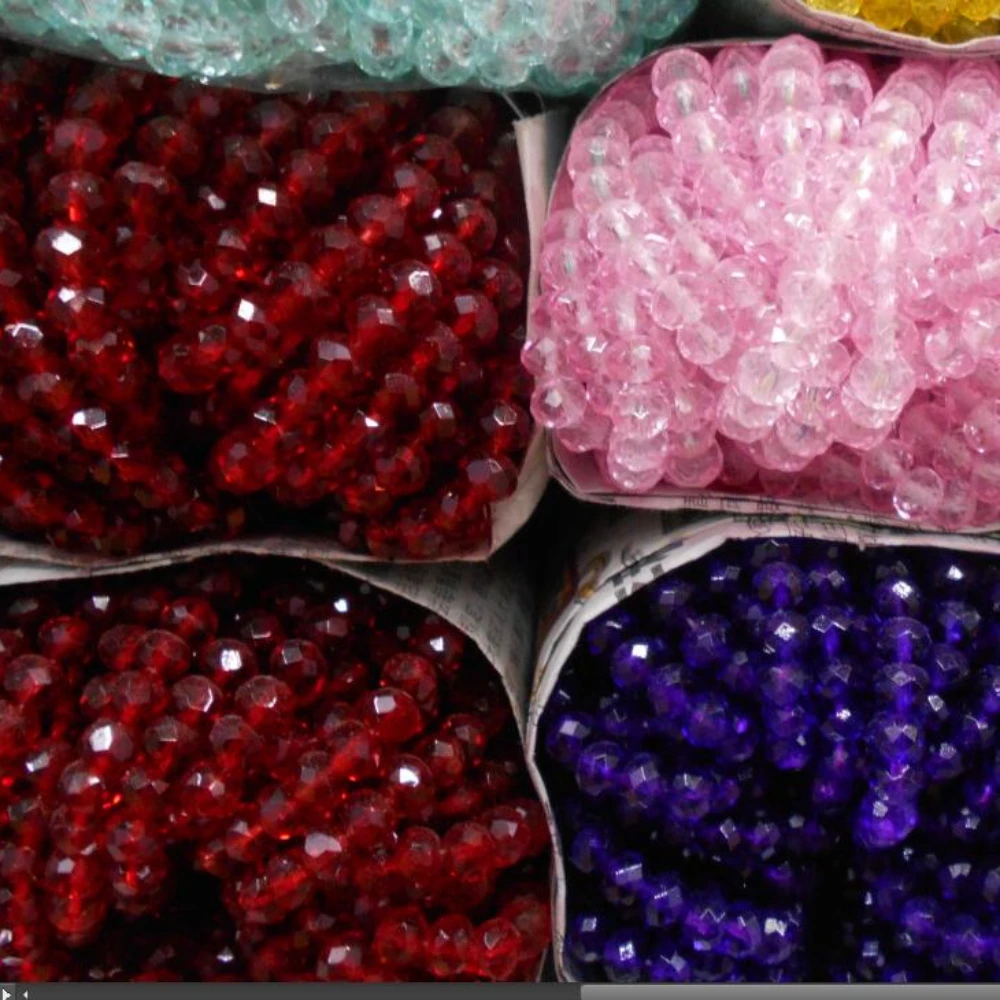 6mm 50pcs/lot Rondelle Beads Faceted Crystal Glass Loose Spacer Beads for Jewelry Making