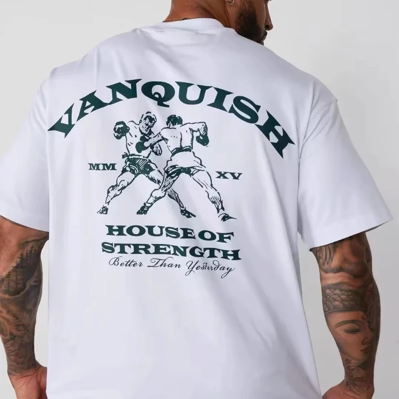 

2025 Heavy Punching Sports Loose Breathable Fitness Short Sleeve T-shirt Summer Fashion High Quality Men's and Women's Same Top