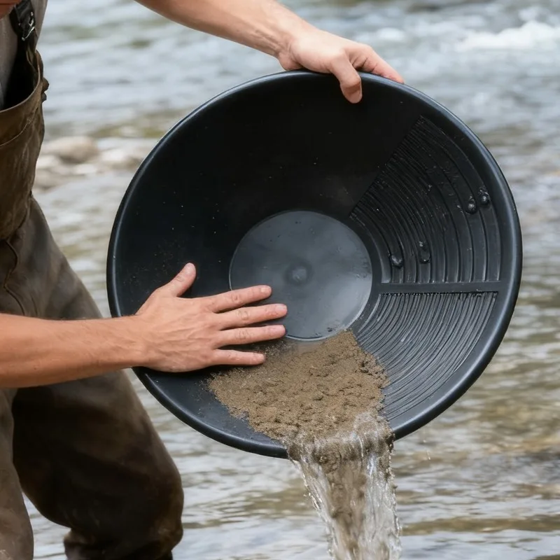 وعاء الذهب الأسود غربال السلطانية الذهب عموم أداة التعدين وعاء بلاستيكي التنقيب نهر غسل الذهب معدات التنقيب أداة الكشف عن المعادن