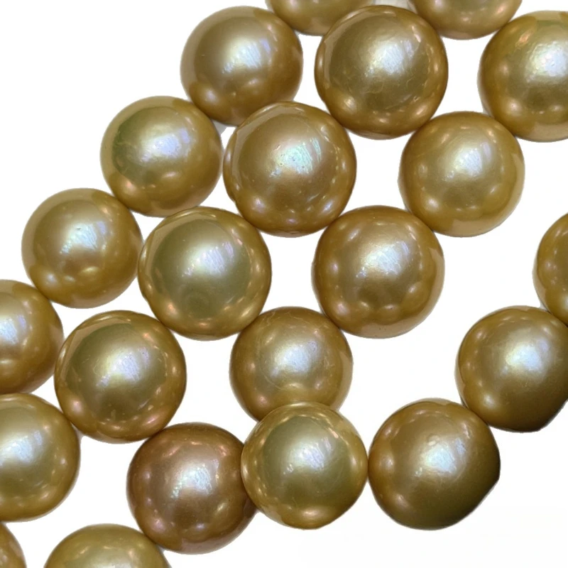 Natural Edison Pearls 10-11mm Gold Undrilled Beads DIY Earring Rings