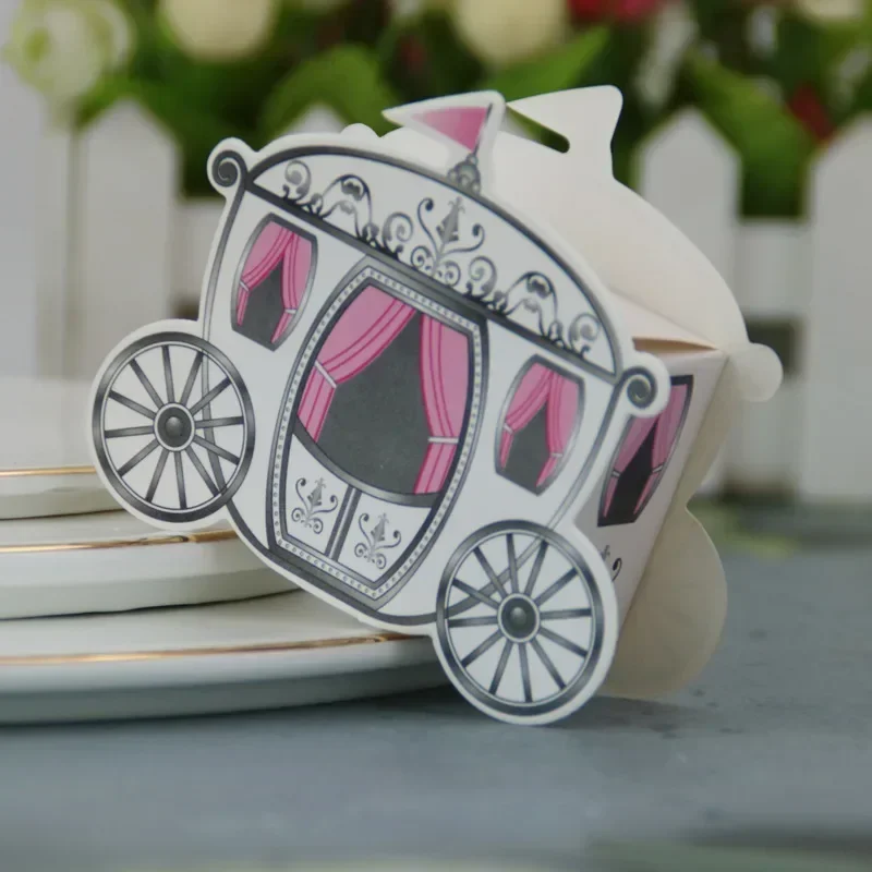 10pcs Mini Paper Pumpkin Carriage Candy Gift Box Cinderella Wrap Princess Wedding Party Favor European Style