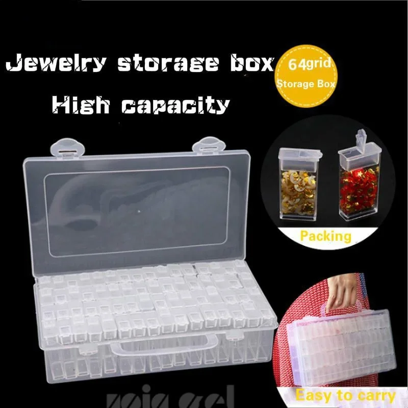 

64 Box Dismountable Diamond Box Accessories Diamond Embroidery Cases PP Plastics Box Organizer Home Storage Boxes