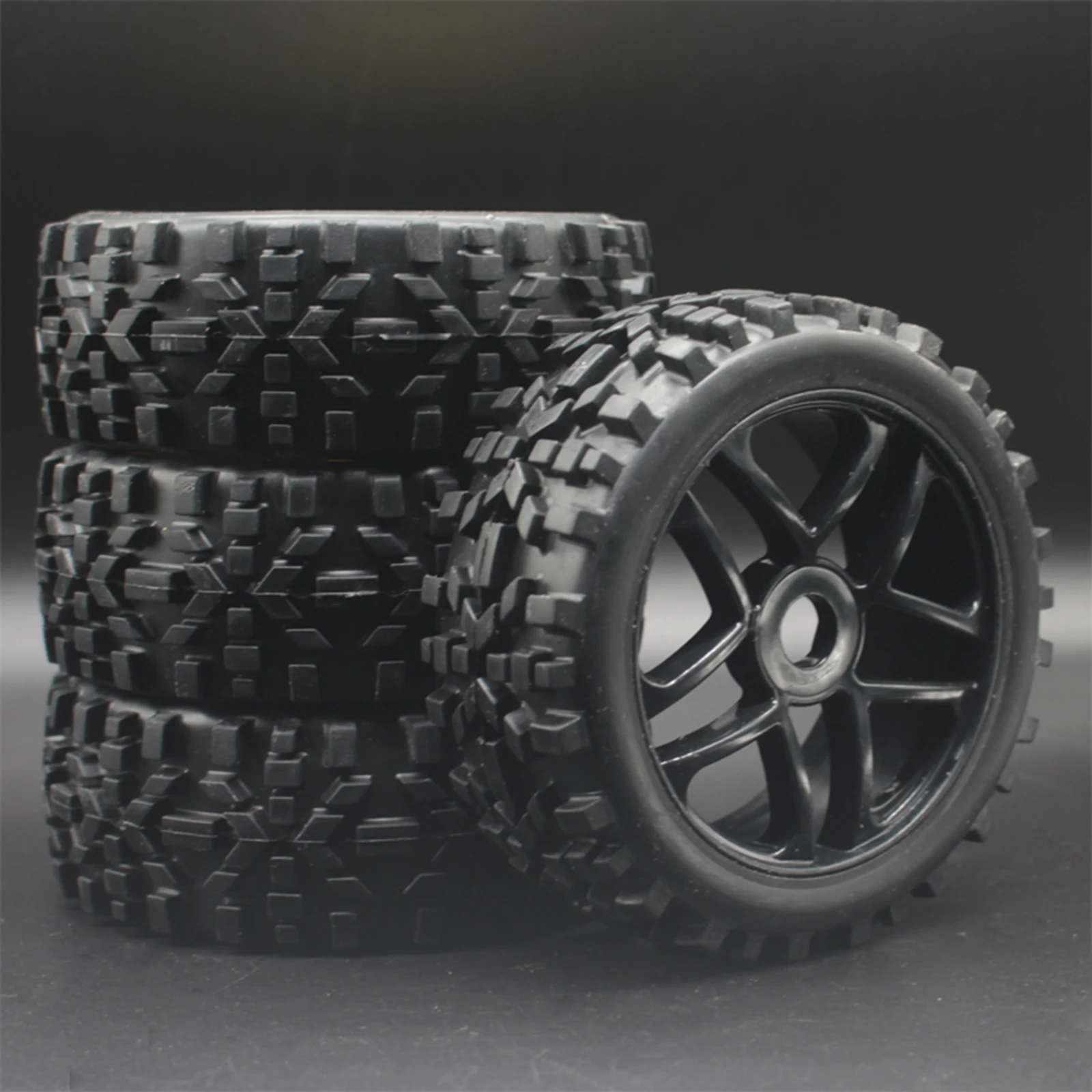 RC Car Rubber Tires, 4 Pieces 1/8 RC Tire, Rugged Durable Width Crushed Stone for HSP HoBao Tractor Truck 1/8 RC Car