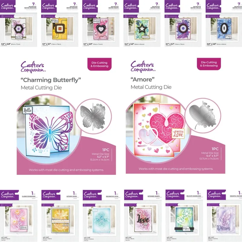 Nesting Squares Hexagons Charming Butterfly Metal Cutting Dies and Stencil DIY Scrap Booking Card Stencil Paper Cards Handmade