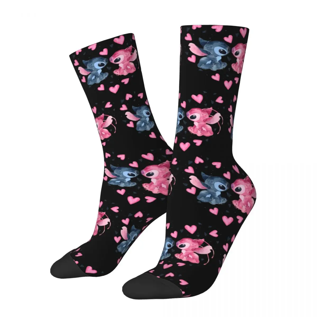 Stitch In Love With Hearts Socks Men Women Casual Socks Hip Hop Spring Summer Autumn Winter Middle Tube Socks Gift