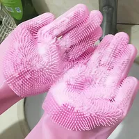 Silicone Rubber Kitchen Cleaning Gloves for Household Dish Washing and Scrubber, 1 Pair