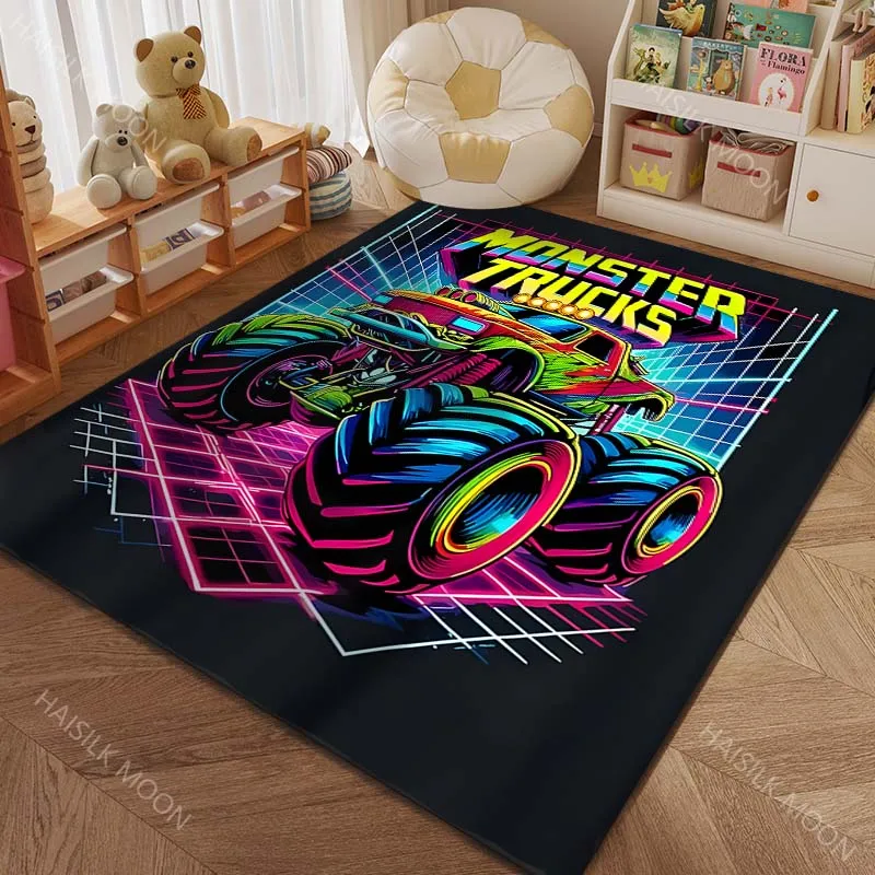 Big Wheels Monster Truck 4X4 Pattern Rug Carpets for Bedroom Living Room Mat Creative Door Mat Dressing Room Rugs Luxury Gifts view 2