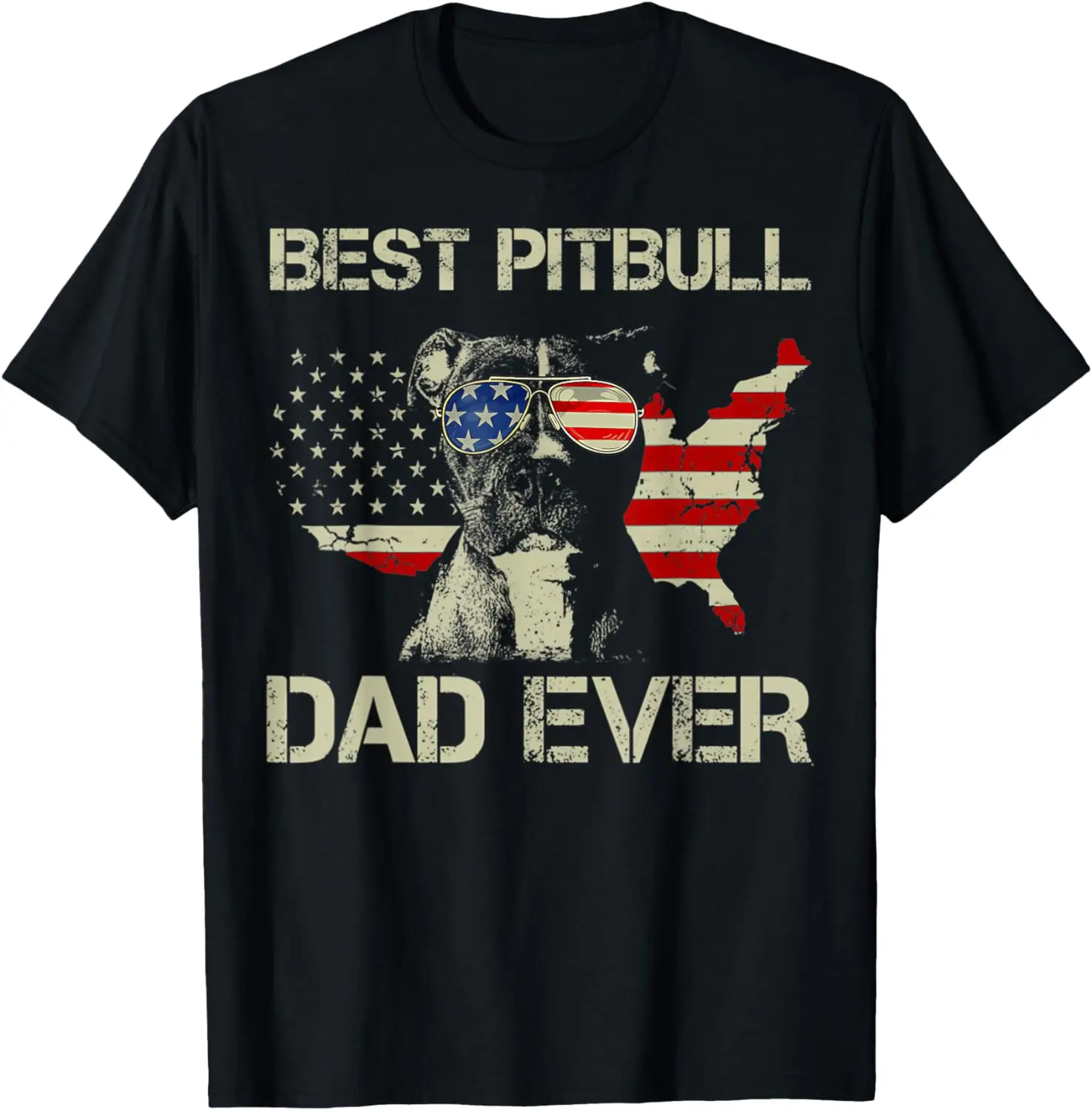 

Retro Best Pitbull Dad Ever Shirt American Flag 4th Of July T-Shirt