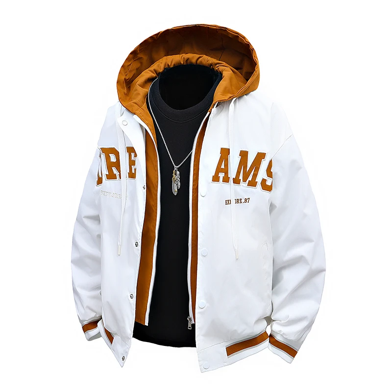 

Jackets Men Baseball Streetwear Coat Clothing Fashion Coat Pilot Work Pure Cotton Jacket Hip Hop Men's Windbreaker Hooded Wear