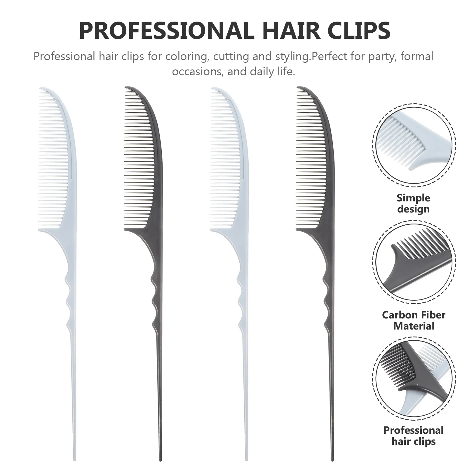 4 قطعة مجموعة أمشاط الذيل الاستاتيكيه دبوس الذيل أمشاط قص الشعر أمشاط المهنية أدوات تصفيف الشعر وفك تشابك الشعر المجعد السميك