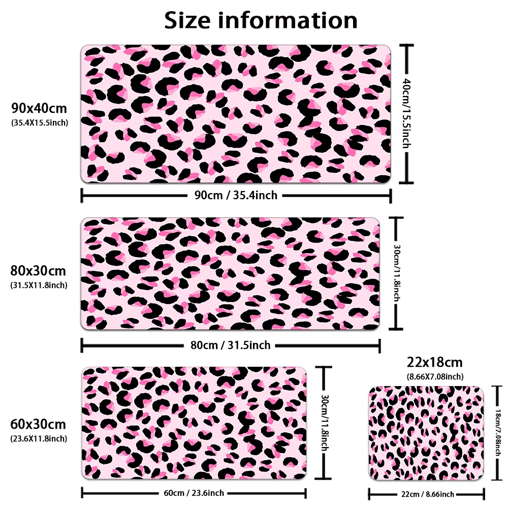 Pink Leopard print Mousepad Custom Home Computer Keyboard Pad Desk Mat Laptop Soft Anti-slip Table Mat XX Big Mouse Pad