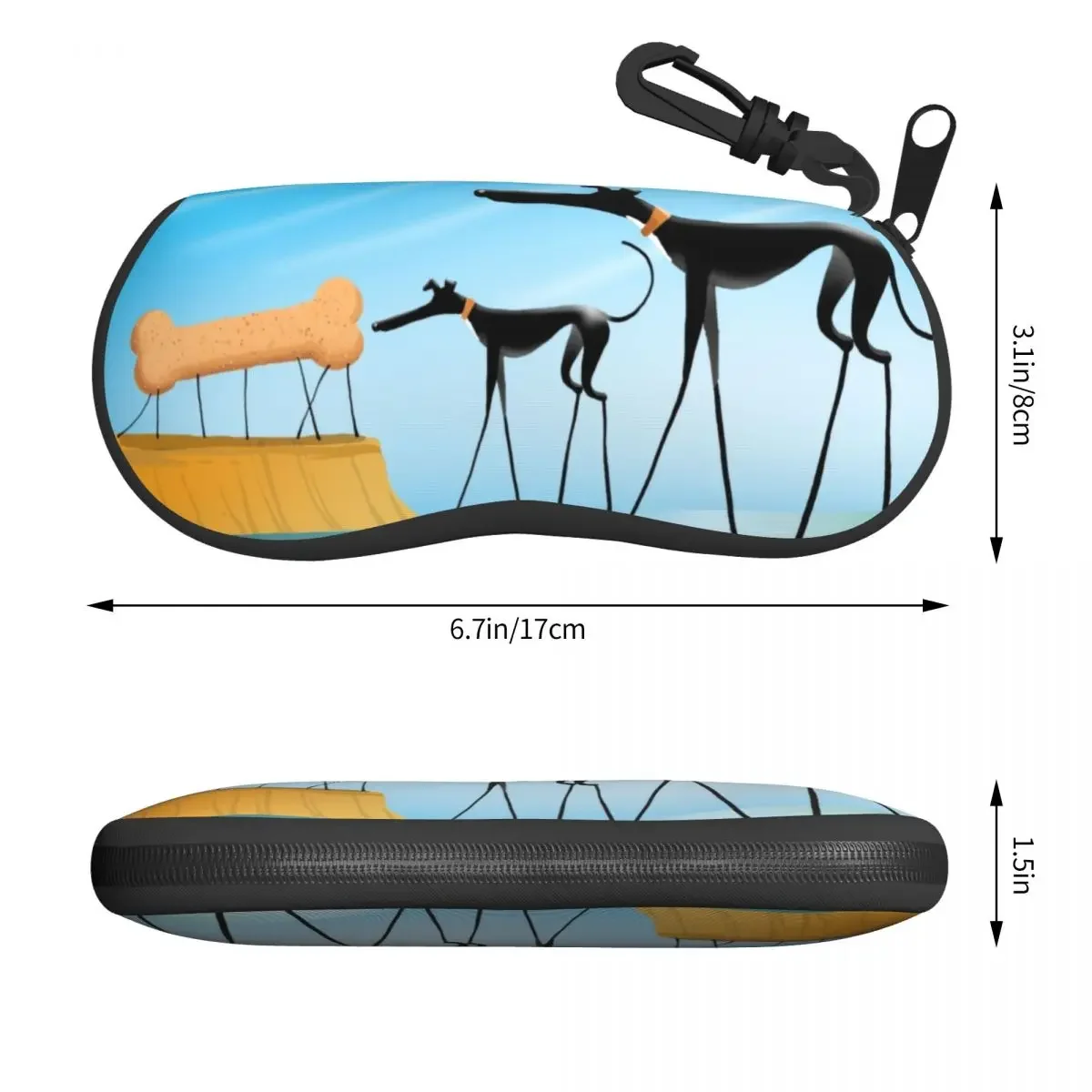 Salvador Dali Funny Greyhound Lurcher Shell Glasses Case Whippet Sighthound Dog Art Eyeglasses Case Sunglasses Protector Box