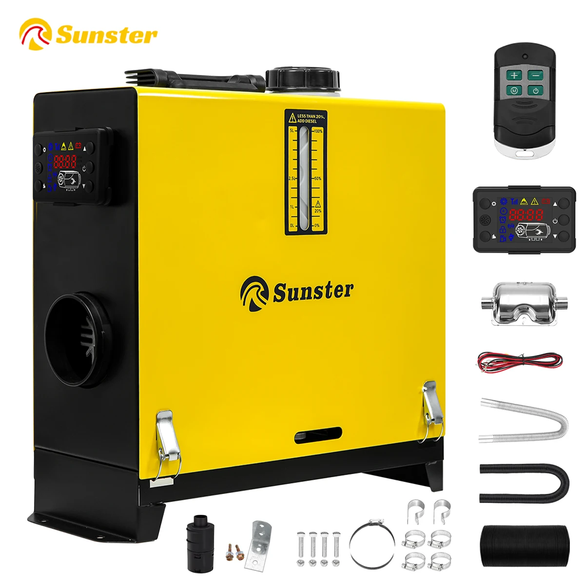 Sunster 2025 ÚJ 8KW 12V 24V-os automata fűtőberendezés, többfunkciós dízel légfűtő LCD kapcsolóval, parkolófűtés autó-utánfutóhoz