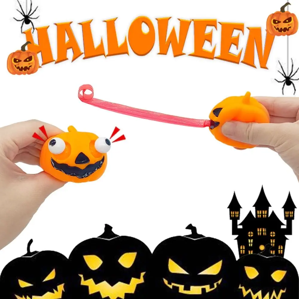 Ghost Pumpkin Squeeze Toys Staring Blankly Non Stick Pumpkin Fidget Toys Super Soft Skull Halloween Fidget Toy