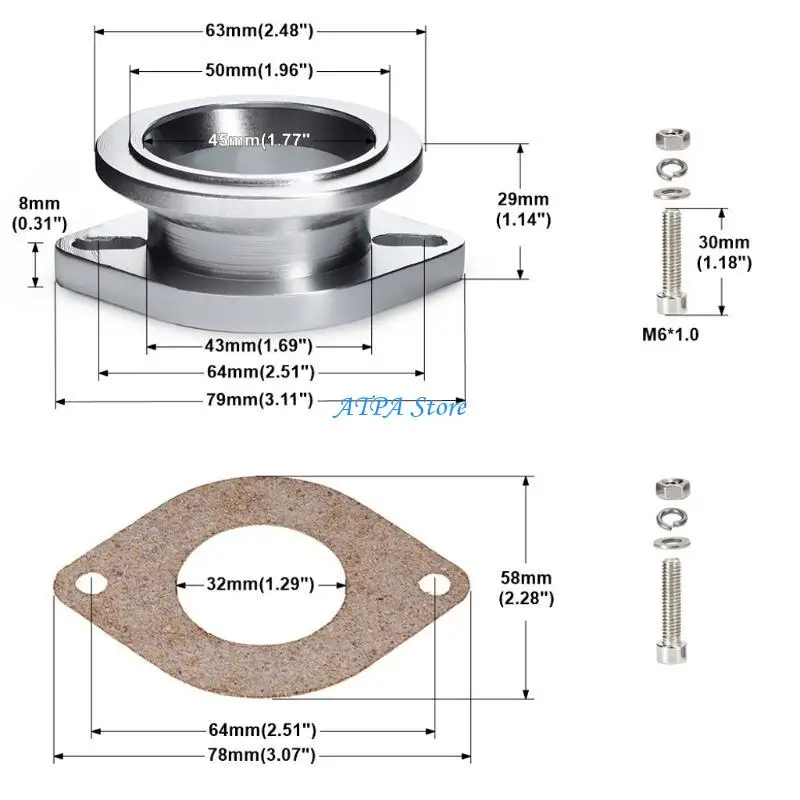 U13C ترقية محول شفة الالتفافية محول شفة الألومنيوم لقوة المحرك ضربة
