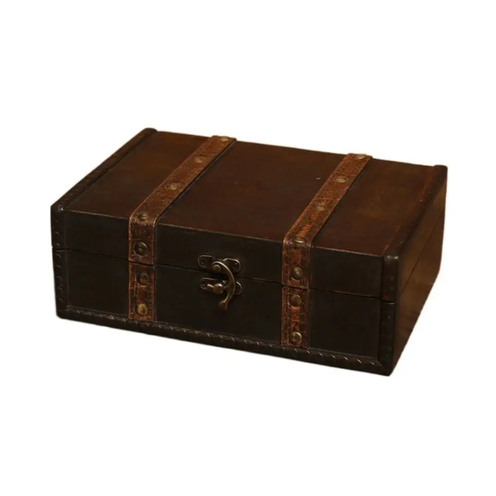 With Lock Wooden Antique Storage Box Portable Jewelry Display Vintage Jewelry Organizer Dust Prevention Multiple Sizes