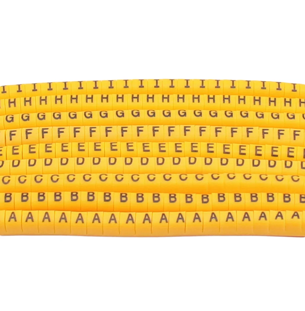 EC-0,EC-1,EC-2,EC-3 ( A-Z ) 650PCS (Each20pcs ) yellow Cable Markers Letter 6sq.mm A to Z  X for wire diameter Cable Markers