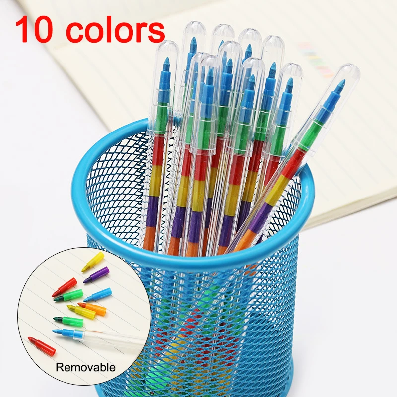 4 pcs/set Students 10colors Crayons Oil Pastel Creative DIY Replaceable Colored Pencil Graffiti Pen For Kids Painting Drawing