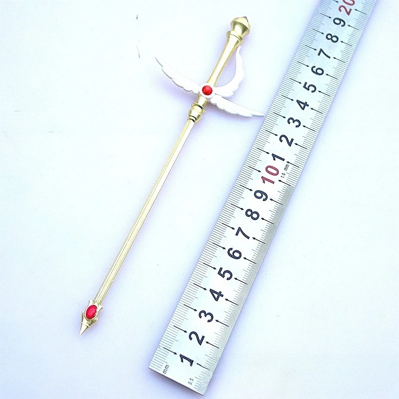 كاردكابتور ساكورا كورو بطاقة الصولجانات السداسية ستار عصا سحرية قصب ستار عصا معدنية نموذج عرض مكتبي مجموعات الحلي