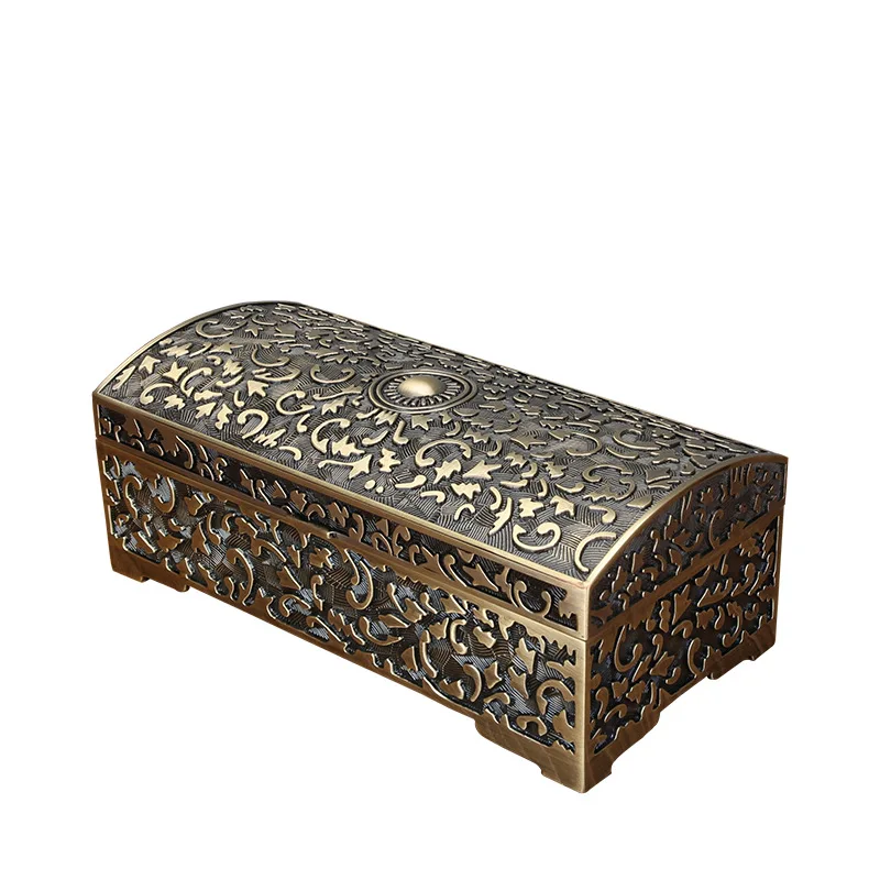 Fashion Bronze Metal Jewelry Container Tin Storage Boxes Desk /Drawer Organizers L/M Gift Box  JB049