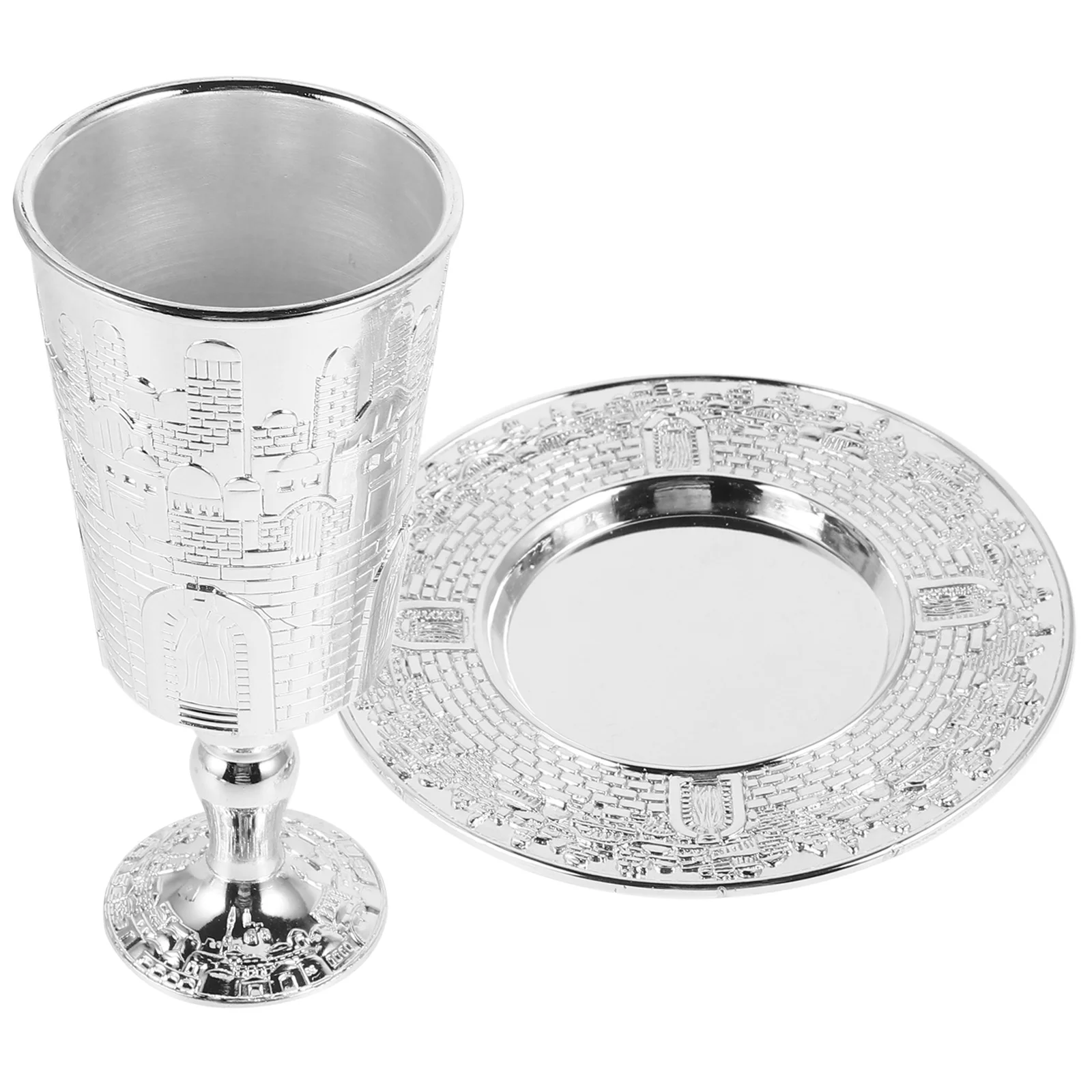 Custom Jewish Holy Grail Silver Tray Passover Cup Zinc Alloy Metal Shabbos Cups