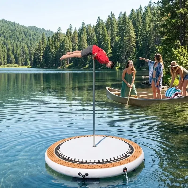 Factory Wholesale PVC Inflatable Floating Dock Mat Equipped Dance Pole for All Water Leisure Activities