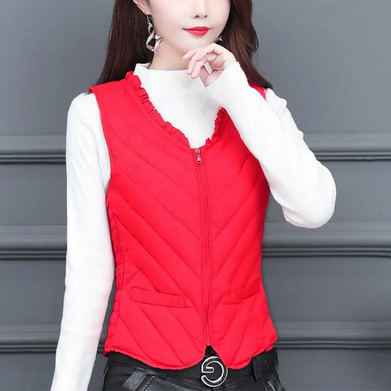 Women's Autumn Fashion Simplicity Solid Color Slim Vests Women Clothes Office Lady All-match Casual Temperament Tank Top Coat