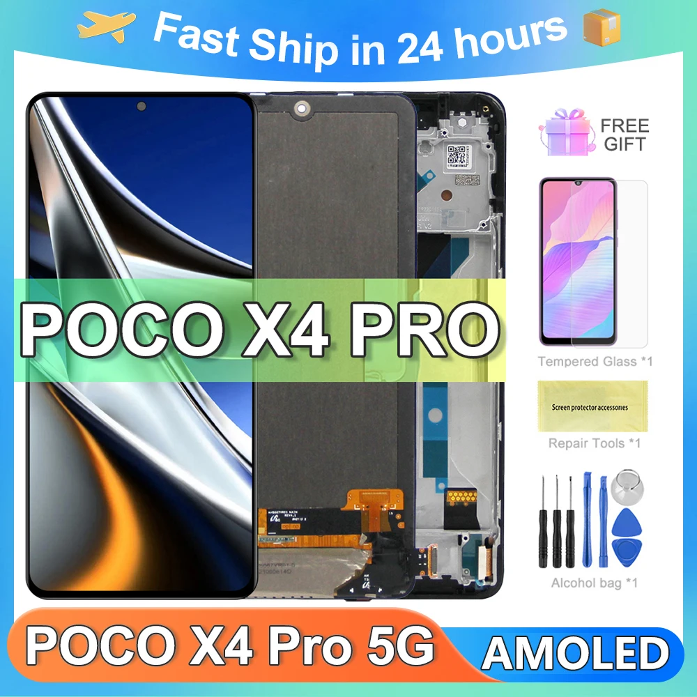 For Xiaomi 6.67''AMOLED Poco X4 Pro 5G For Poco X4Pro 5G 2201116PG LCD Display Touch Screen Digitizer Assembly Replacement