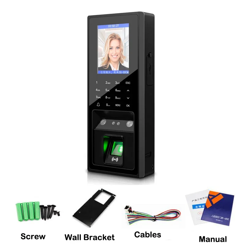 Imagem -06 - Biométrico Fingerprint Face Access Control System Relógio de Tempo Usuário do Cartão Rfid 2.8 Lcd Tcp ip Usb 125khz 300 Face 3000 Usuário