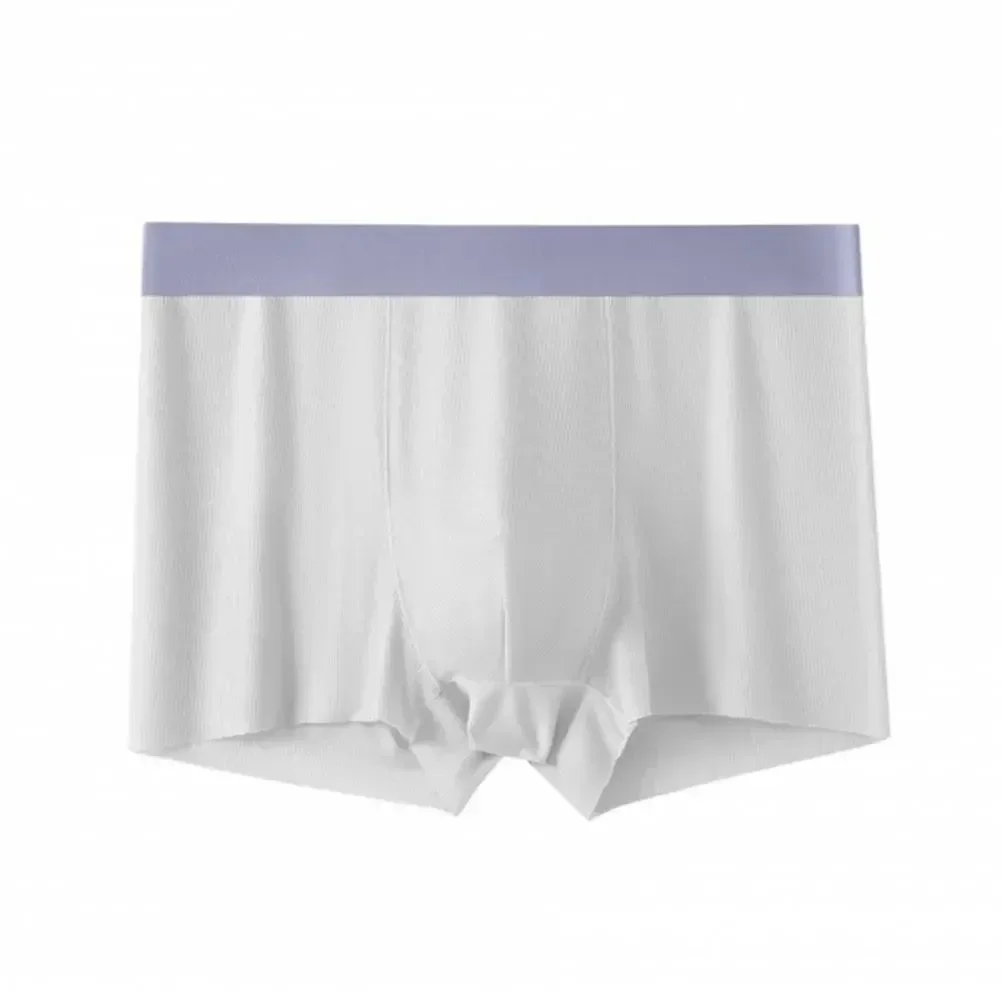 Ropa interior suave de uso diario para hombre, Boxers de seda sin costuras, calzoncillos antisépticos, elasticidad fina de hielo, transpirable