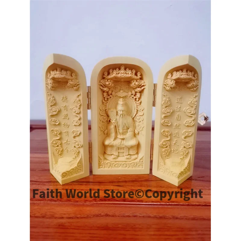 Sacred holy Talisman home Protection FENG SHUI Taoism senior TAI SHANG LAO JUN Taoist priest Sculpture Wood carving statue