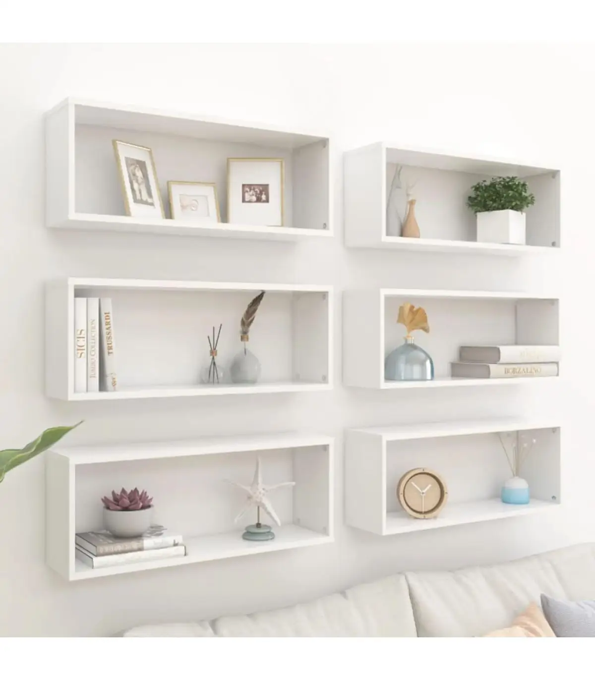 Shelves & Shelves Shelves Wall Cube 6 Pads White Plywood 60X15X23cm