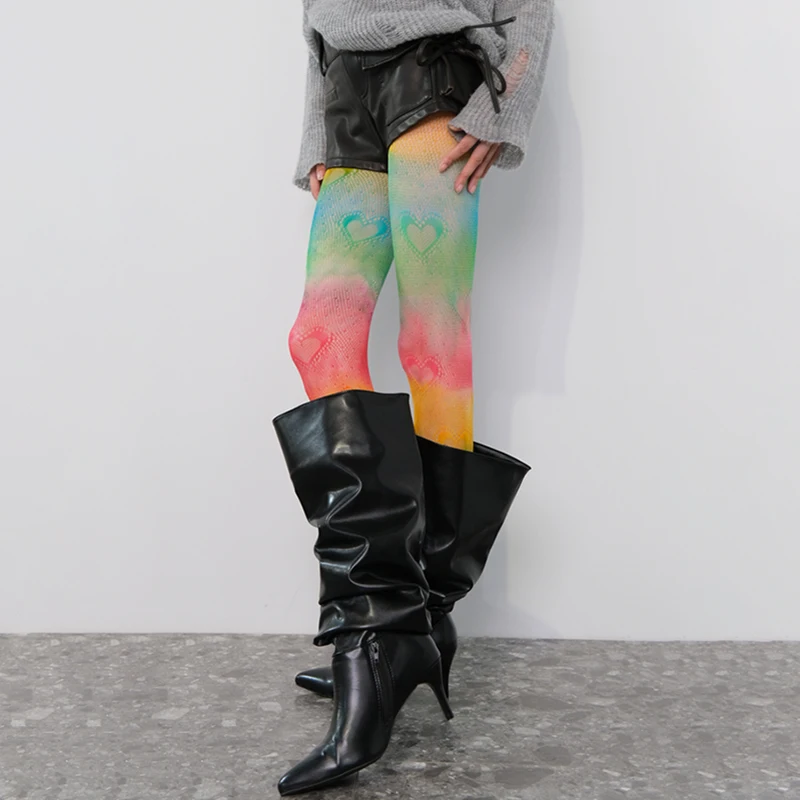 

Sexy Gradient Tie Dyed Women Pantyhose Fishnet Tight Nylon Print Stocking Female Hosiery y2k Streewear Stocking