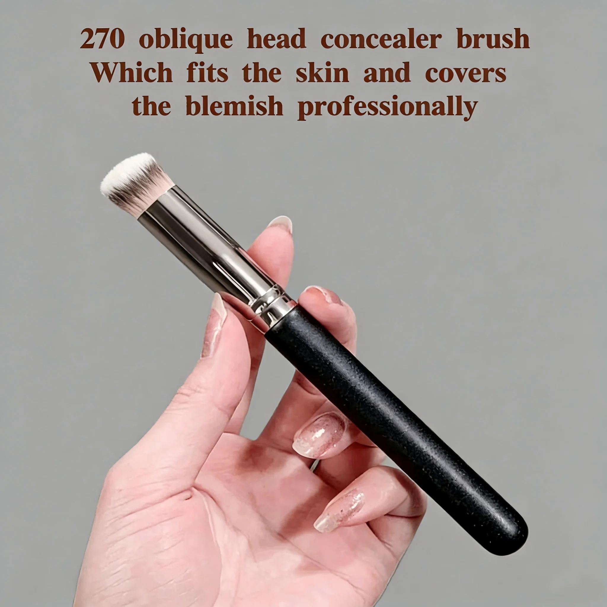 Foundation and Concealer Brush with a High-End Fiber Bristle Plastic Handle, Advanced Contouring Powder Brush with Angled Slope Design for Concealing and Blending Without Leaving Marks, 270 Concealer Brush, Professional Concealer Brush, Angled Concealer Brush, Fine Concealer Brush, Professional Concealer Brush