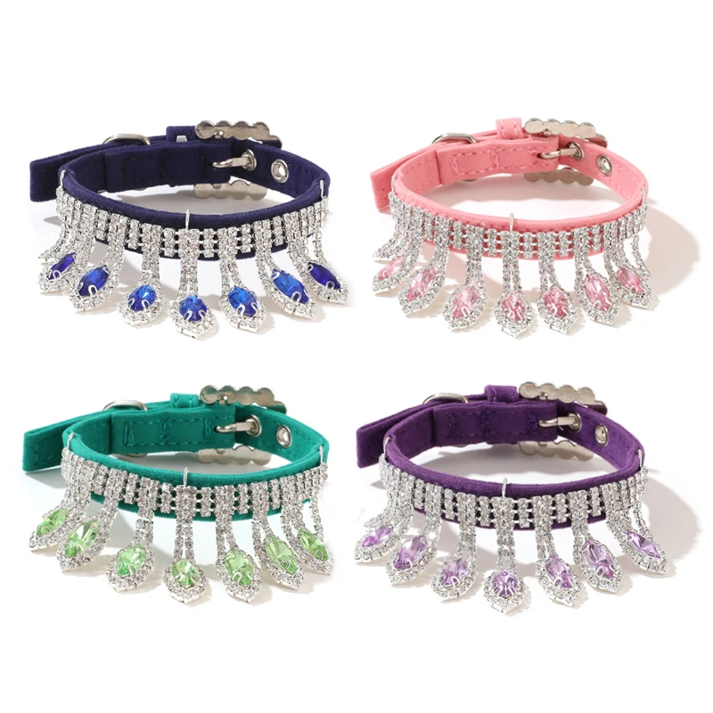 Dog Rhinestone Collar Cat Tassel Diamond Jewelry Necklace Pet Bling Princess Collar Puppy Supplies Chihuahua Jewelry Accessories