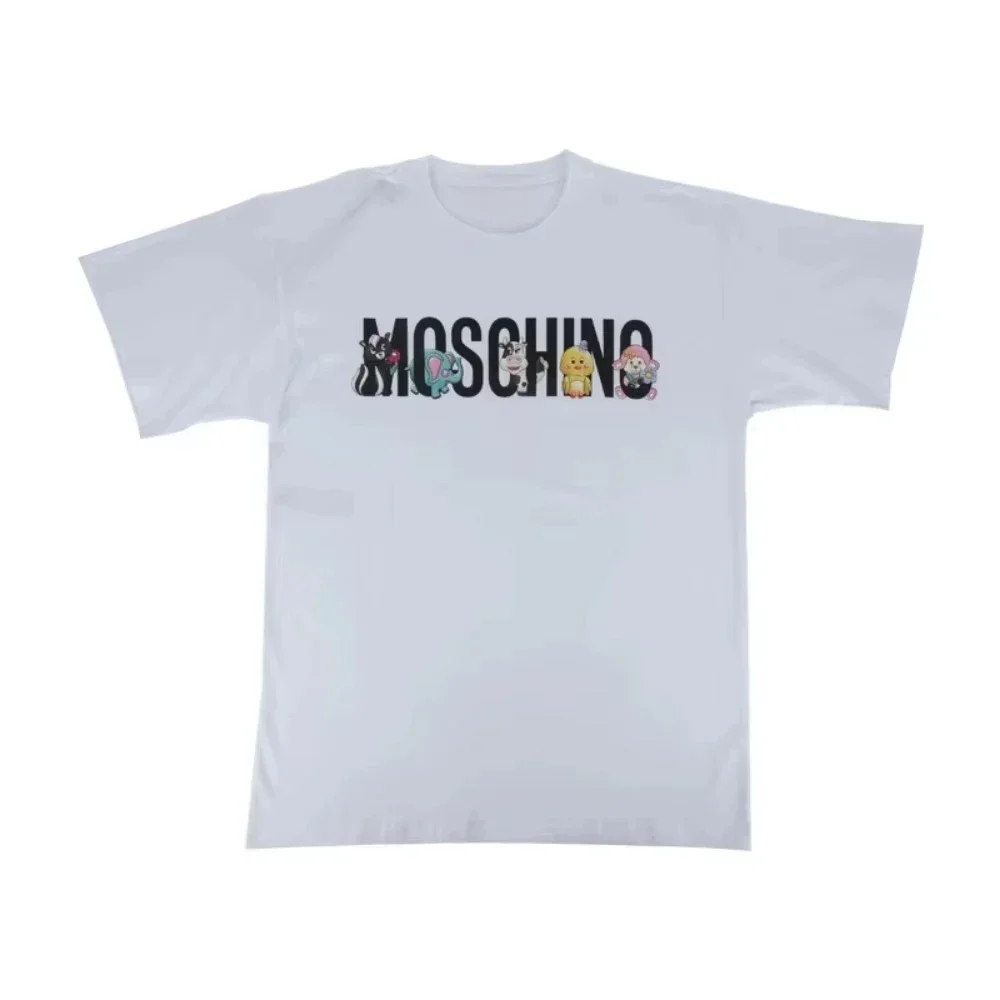 2025 Casual Moschino Classic Printed Letter Logo Cotton Short-sleeved T-shirt Women\'s Short-sleeved Summer New Trendy Men Brand