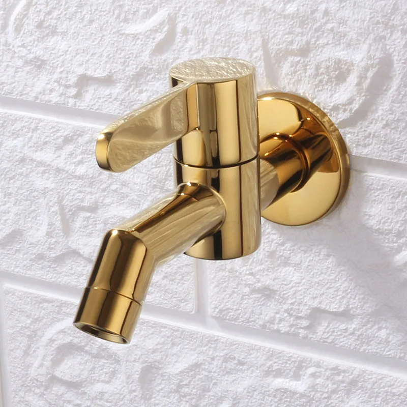 Home Bathroom single cold Taps Brass Wall Mount Bibcock Decorative Outdoor Garden Faucet Black quick open wc Tap