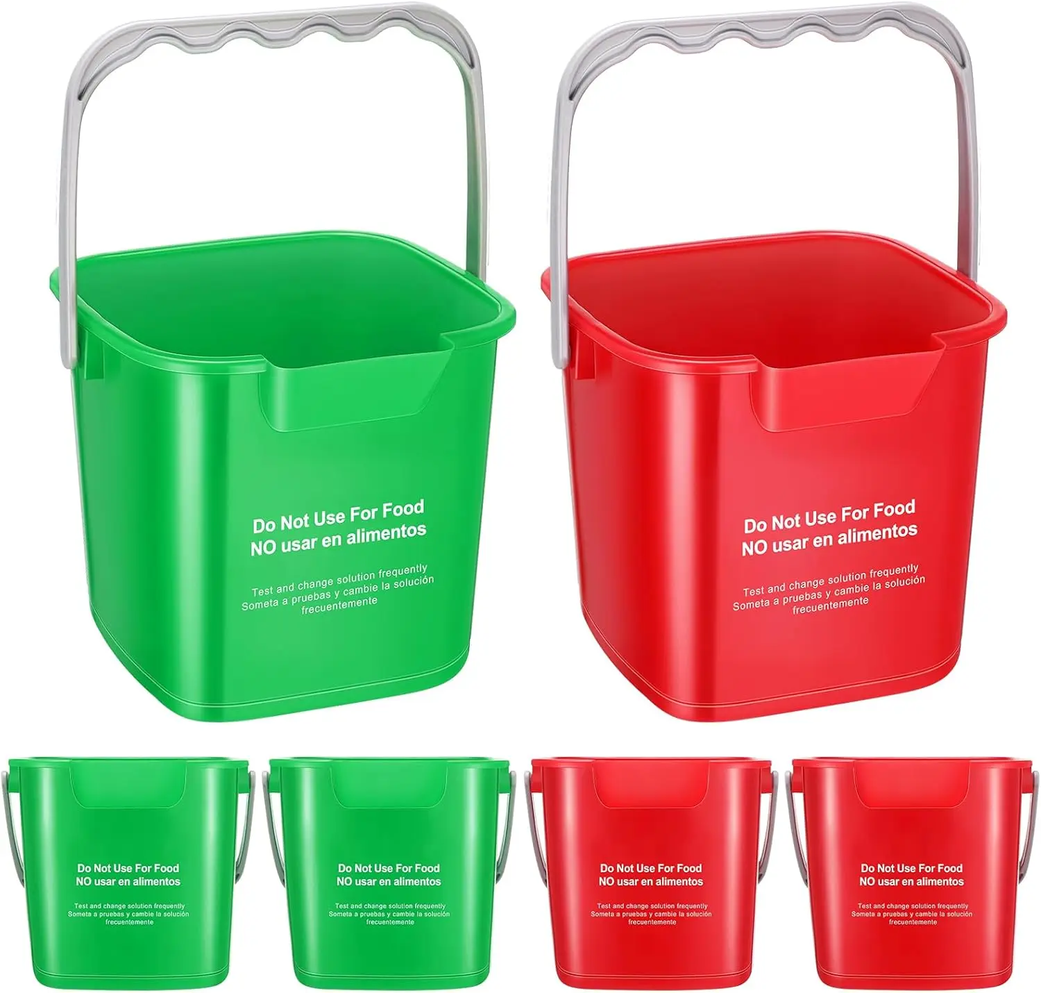

6-Pack 6Qt Cleaning Buckets with Spout & Handle, Red & Green, for Home & Commercial Use