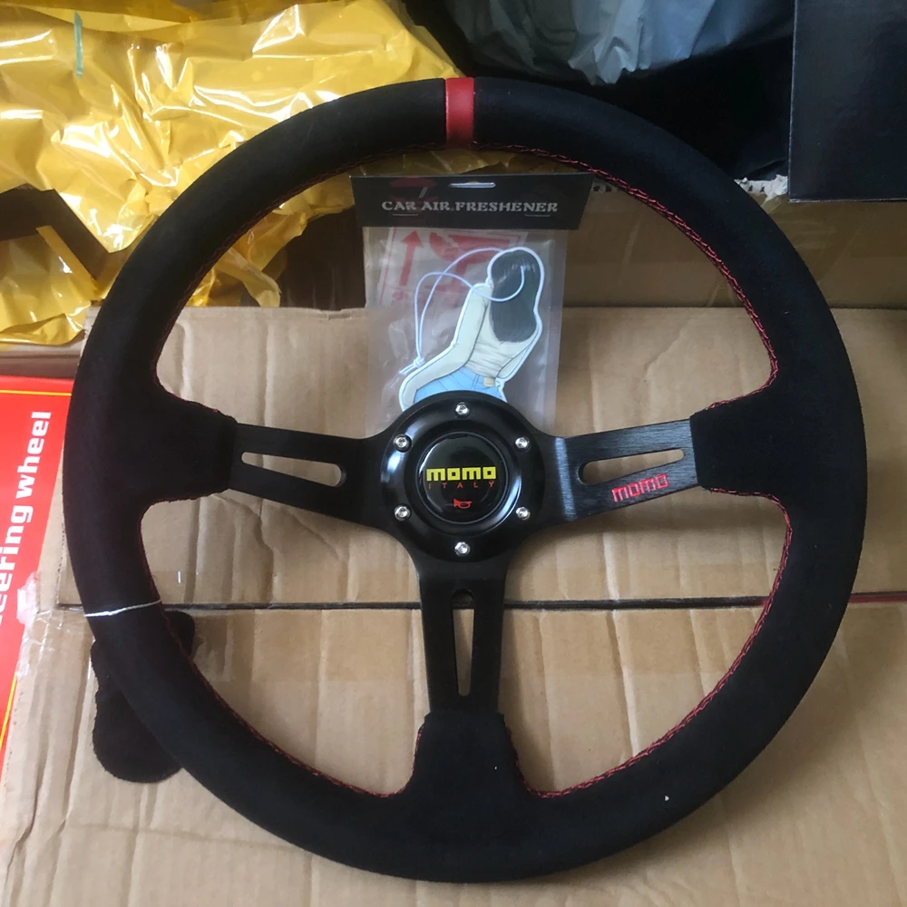 

MOMO Drift 14Inch Universal Steering Wheel Car JDM Racing Suede Leather MOMO Steering Wheel Volantes For VW HONDA TOYOTA BMW