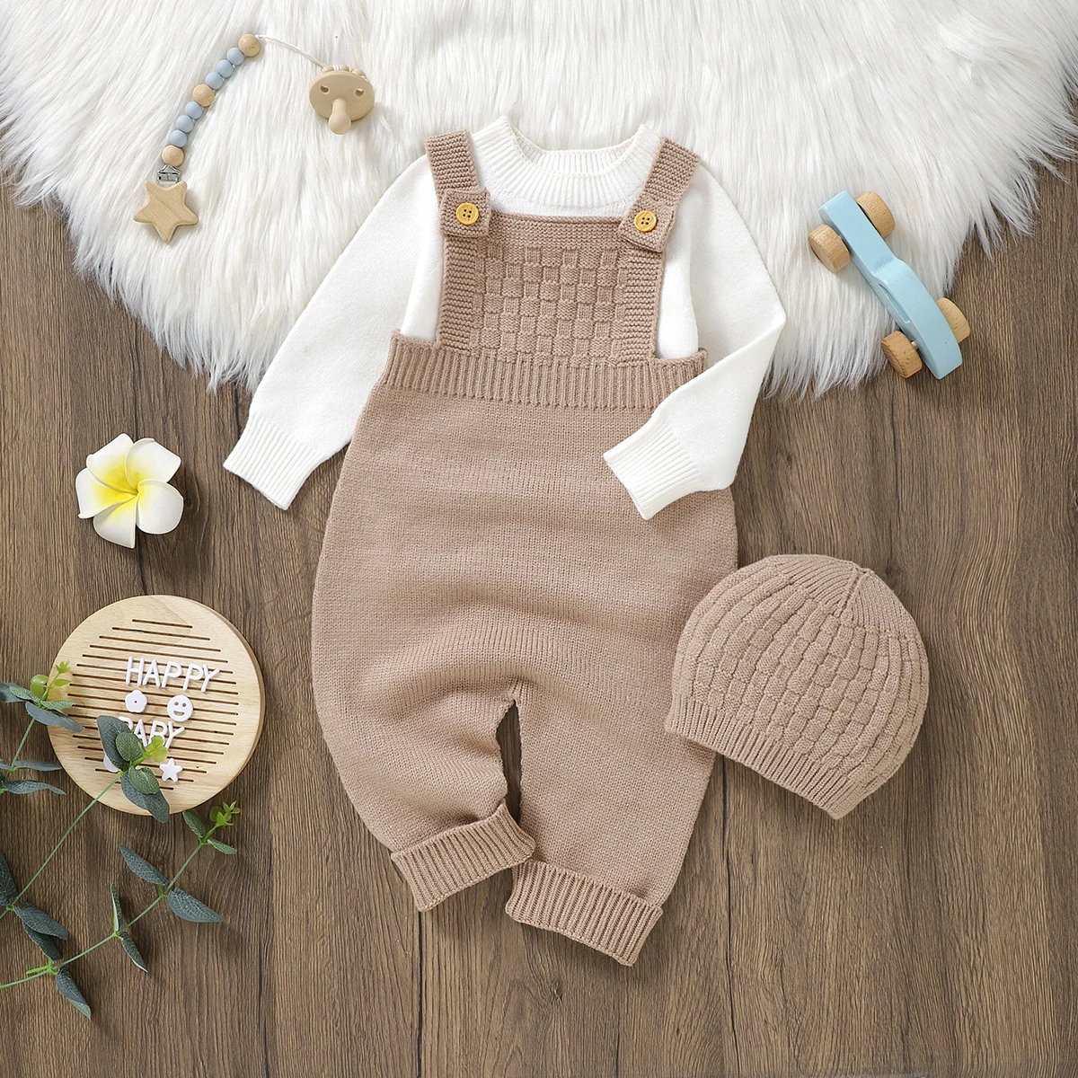 Newborn Baby Rompers Knit Infant Girl Boy Jumpsuit Outfits Sleeveless Kid Children Clothes Hat 2pcs 0-18M Overalls Fashion Solid