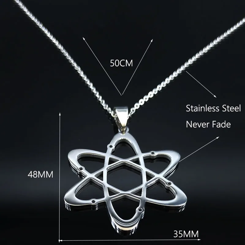 Carbon Atom Physics Chemistry Pendant Necklace for Women Men Stainless Steel Science Chemical Chain Jewelry collares N612S02