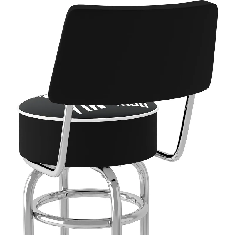 Stool with Foam Padded Seat and Back - Swivel Chair for Game Room, Garage, or Home Bar  Barstools