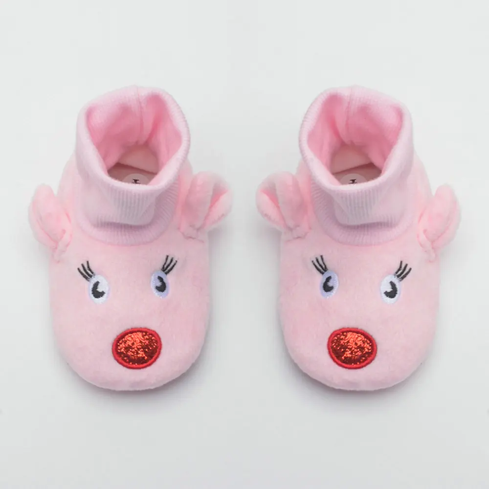 COSYSUSY Cartoon babyschoenen herfst en winter warme roze sokken ontwerp antislip zachte zool peuterschoenen